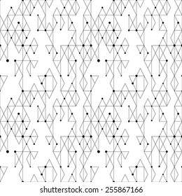 Vector seamless pattern. Modern stylish texture. Repeating geometric background with triangles with circles variously sized in nodes - stock vector