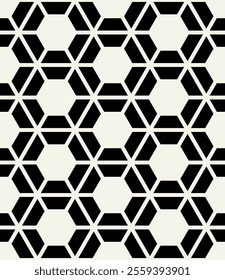 Vector seamless pattern. Modern stylish texture. Repeating linear geometric tiles. Bold monochrome hexagons Trendy graphic design. Can be used as swatch for illustrator.