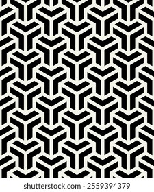 Vector seamless pattern. Modern stylish texture. Repeating geometric tiles with bold chevron. Triple monochrome trellis. Trendy graphic design. Can be used as swatch for illustrator.