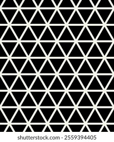  Vector seamless pattern. Modern stylish texture. Repeating geometric tiles with black triangles. Monochrome triangular trellis. Trendy graphic design. Can be used as swatch for illustrator.