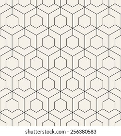 Vector seamless pattern. Modern stylish texture. Repeating geometric tiles with hexagonal linear grid
