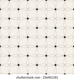 Vector seamless pattern. Modern stylish texture. Endless abstract background. Linear simple grid and filled small squares in nodes