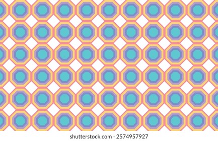 Vector seamless pattern. Modern stylish texture with pastel color vintage octagonal. Repeating geometric octagonal grid. Simple graphic design.