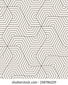 Vector seamless pattern. Modern stylish texture. Repeating geometric tiles. Linear grid with striped hexagons. Hexagonal geometric background. Contemporary graphic design.