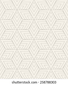 Vector seamless pattern. Modern stylish texture. Repeating geometric tiles. Striped linear rhombuses form hexagonal stars. Contemporary graphic design.