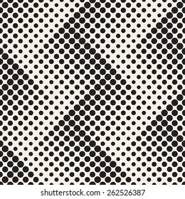 Vector seamless pattern. Modern stylish texture. Repeating geometric tiles with dotted zigzag. Monochrome background with halftone effect. Contemporary graphic design.