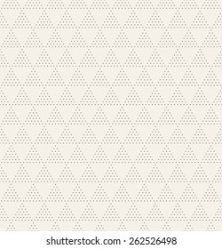 Vector seamless pattern. Modern stylish texture. Repeating geometric tiles with dotted triangles. Regular delicate background. Small circles form triangular minimalistic ornament.
