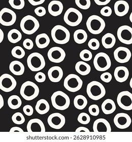 Vector seamless pattern. Modern stylish texture. Repeating creative trings. Hand-drawn careless rounded shapes. Monochrome creative print. Contemporary graphic design.
