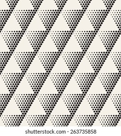 Vector seamless pattern. Modern stylish texture. Repeating geometric tiles with dotted triangles. Regular hipster background. Small circles form triangular minimalistic ornament.