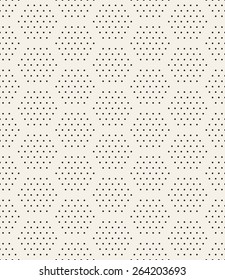 Vector seamless pattern. Modern stylish texture. Repeating geometric tiles with filled with dots hexagons. Regular hipster background. Small circles form hexagonal minimalistic ornament.