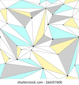 Vector seamless pattern. Modern stylish texture. Backdrop with stripes and triangles. Irregular abstract linear grid. 