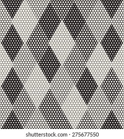 Vector seamless pattern. Modern stylish texture. Repeating geometric tiles with dotted rhombuses. Monochrome graphic design.