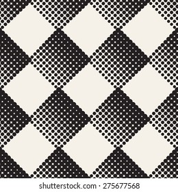 Vector seamless pattern. Modern stylish texture. Repeating geometric tiles with dotted rhombuses. Monochrome graphic design.