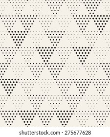 Vector seamless pattern. Modern stylish texture. Repeating geometric tiles with dotted triangles. Trendy hipster background. Small circles form triangular minimalistic ornament.