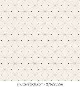 Vector seamless pattern. Modern stylish texture. Repeating geometric background with linear triangles. Small filled circles in nodes.