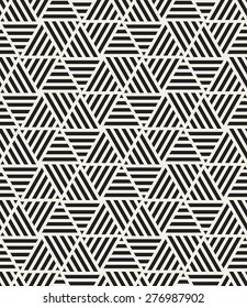 Vector seamless pattern. Modern stylish texture. Repeating geometric tiles with striped triangles. Monochrome hipster print. Contemporary graphic design.