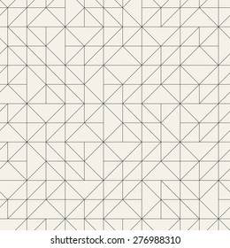 Vector seamless pattern. Modern stylish texture with linear mesh. Repeating abstract background. Triangular thin grid. Monochrome graphic design.