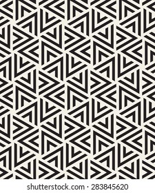 Vector seamless pattern. Modern stylish texture. Repeating geometric tiles with striped triangles. Hipster monochrome print. Trendy graphic design.