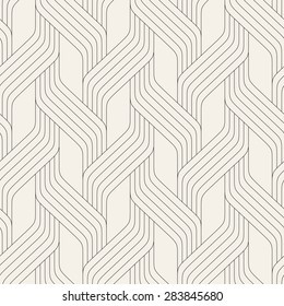 Vector seamless pattern. Modern stylish texture. Geometric striped ornament. Monochrome linear braids. Contemporary graphic design.