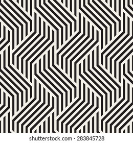Vector seamless pattern. Modern stylish texture. Geometric striped ornament. Monochrome braids. Contemporary graphic design.