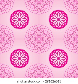 Vector seamless pattern. Modern stylish texture and background. Pink abstract flower and star shape on the light pink background.