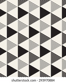 Vector seamless pattern. Modern stylish texture. Repeating geometric tiles. Composition with striped triangles.