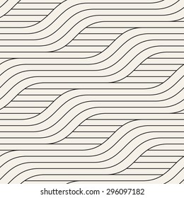 Vector seamless pattern. Modern stylish texture. Geometric striped ornament. Monochrome linear waves.