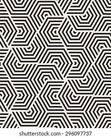 Vector seamless pattern. Modern stylish texture. Repeating geometric tiles. Linear grid with striped hexagons. Hexagonal geometric background. Contemporary graphic design.