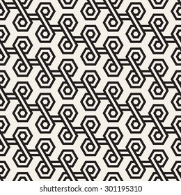 Vector seamless pattern. Modern stylish texture. Repeating geometric tiles with hexagonal chains.