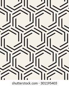 Vector seamless pattern. Modern stylish texture. Repeating geometric tiles with hexagons. Chevron elements form stylish tileable print.