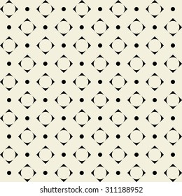 Vector seamless pattern. Modern stylish texture. Repeating beige geometric tiles with dots rhombus round