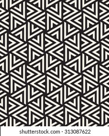 Vector seamless pattern. Modern stylish texture. Repeating geometric tiles with striped triangles. Hipster monochrome print. Trendy graphic design.