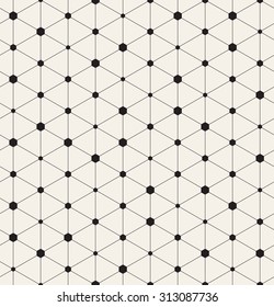 Vector seamless pattern. Modern stylish texture. Repeating geometric background with linear triangular grid. Variously sized filled hexagons in nodes.
