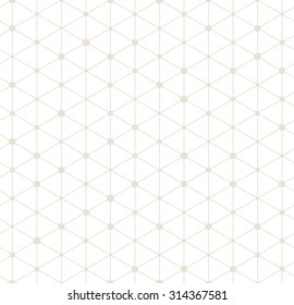 Vector Seamless Pattern. Modern Stylish Texture. Repeating Geometric Background With Linear Triangles. Variously Sized Circles In Nodes. Universal Subtle Backdrop.