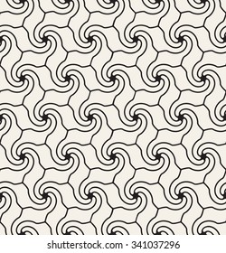 Vector seamless pattern. Modern stylish texture. Repeating geometric tiles with twisted hexagons. Smooth elements form stylish tileable print.
