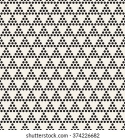 Vector seamless pattern. Modern stylish texture. Repeating geometric tiles with dotted triangles. Regular hipster background. Small circles form triangular minimalistic ornament.