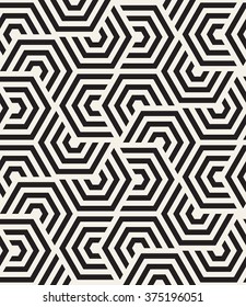 Vector seamless pattern. Modern stylish striped texture. Repeating geometric tiles with hexagonal elements.