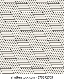 Vector seamless pattern. Modern stylish texture. Repeating geometric tiles. Linear monochrome cubes.