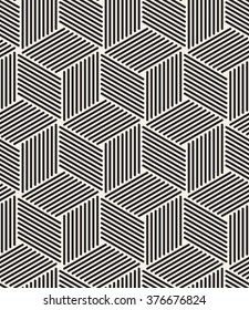 Vector seamless pattern. Modern stylish texture. Repeating geometric tiles. Linear monochrome cubes.