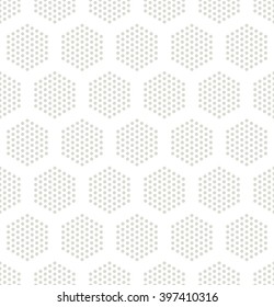 Vector seamless pattern. Modern stylish texture. Repeating geometric tiles. Minimalistic dotted hexagons. Simple pastel background. Subtle neutral swatch.