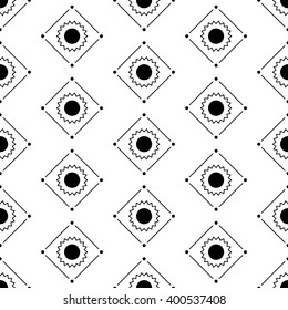 Vector seamless pattern. Modern stylish texture. Minimalistic simple design. Repeating geometric tiles with dotted square the circle within which. 