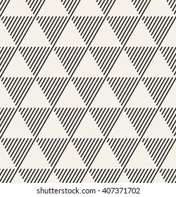 Vector seamless pattern. Modern stylish texture. Repeating geometric tiles with striped triangles. Monochrome hipster print. Contemporary graphic design.
