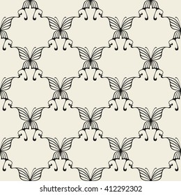 Vector seamless pattern. Modern stylish texture. Ornament of butterflies.