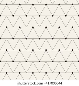 Vector seamless pattern. Modern stylish texture. Repeating geometric background with linear rhombuses and circles in nodes
