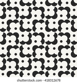 Vector seamless pattern. Modern stylish monochrome geometric background with structure of repeating flower shapes.