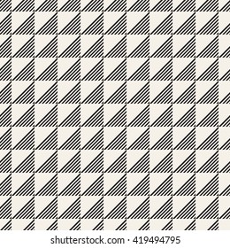 Vector seamless pattern. Modern stylish texture. Repeating geometric tiles. Monochrome composition with striped triangles.