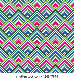 Vector seamless pattern. Modern stylish texture. Geometric ornament with  striped triangles and squares.