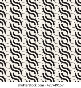 Vector seamless pattern. Modern stylish texture. Geometric wavy ornament. Monochrome linear elements.