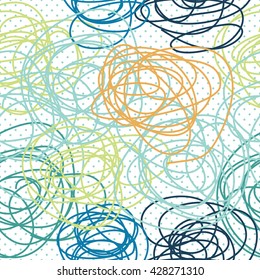 Vector seamless pattern. Modern stylish texture. Repeating abstract background with tangled hank of thin lines.