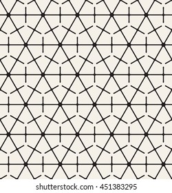 Vector seamless pattern. Modern stylish texture. Repeating geometric tiles with hexagons. Linear monochrome elements form tileable print.